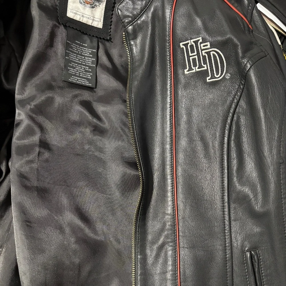 Harley-Davidson Women's Epoch Leather Jacket Black with Orange piping Size XL - Picture 12 of 16